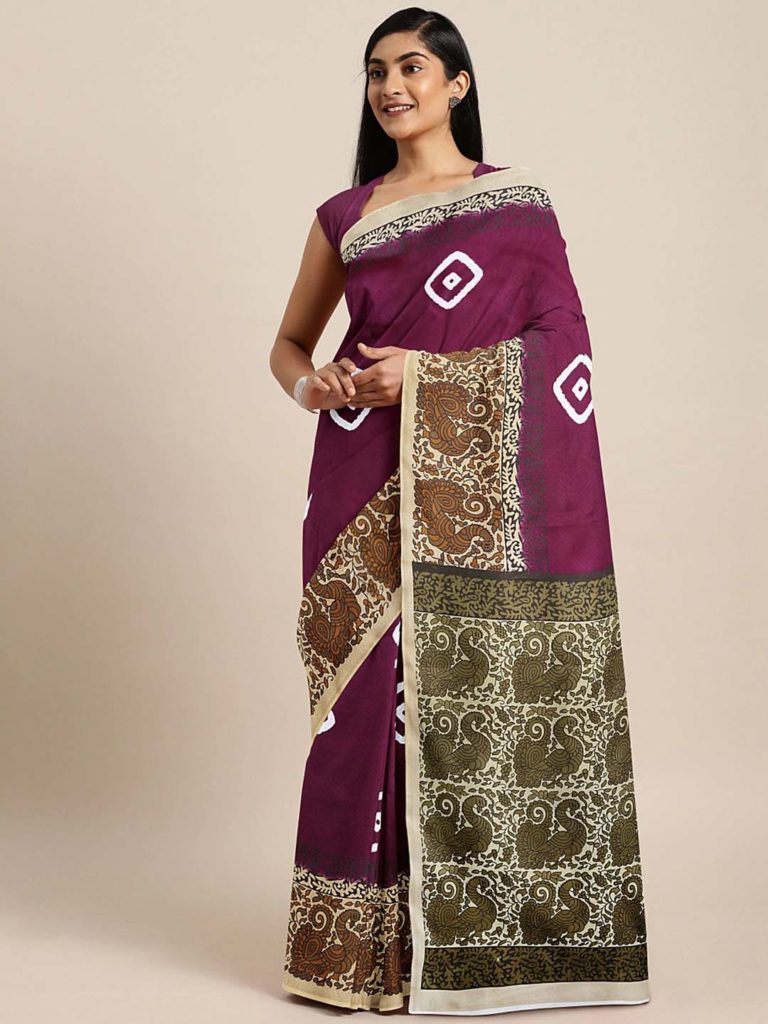 Magenta And Green Saree