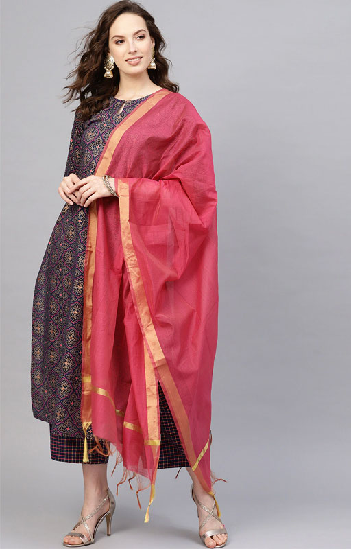 Midnight Blue Foil Print Kurta