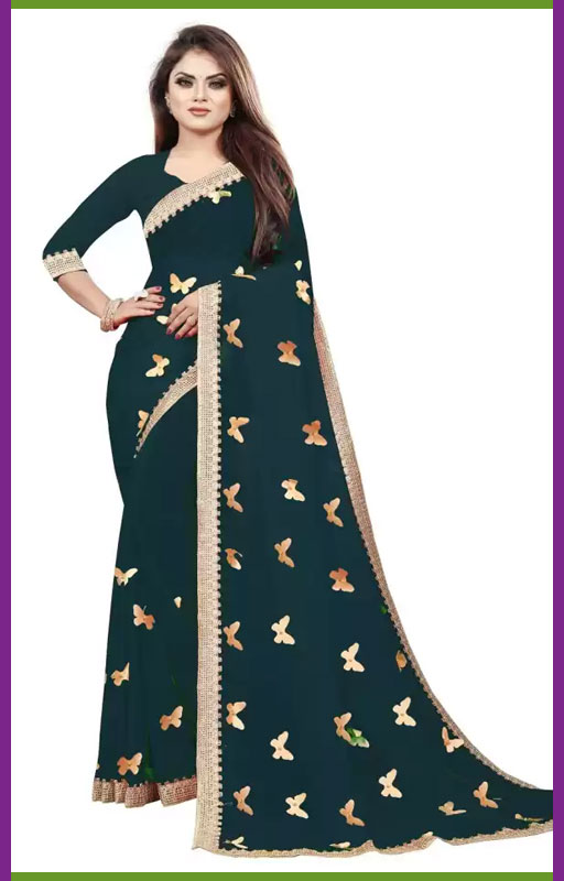 Peacock Green Butterfly Saree