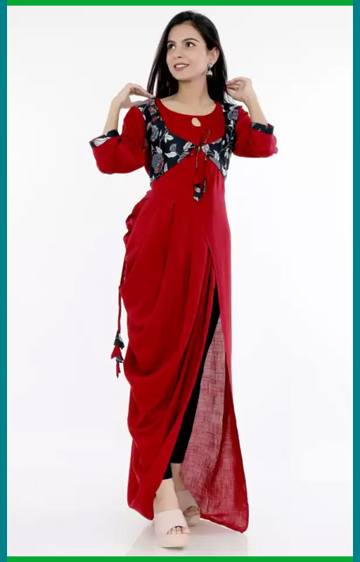 Printed Rayon Front Slit Kurta