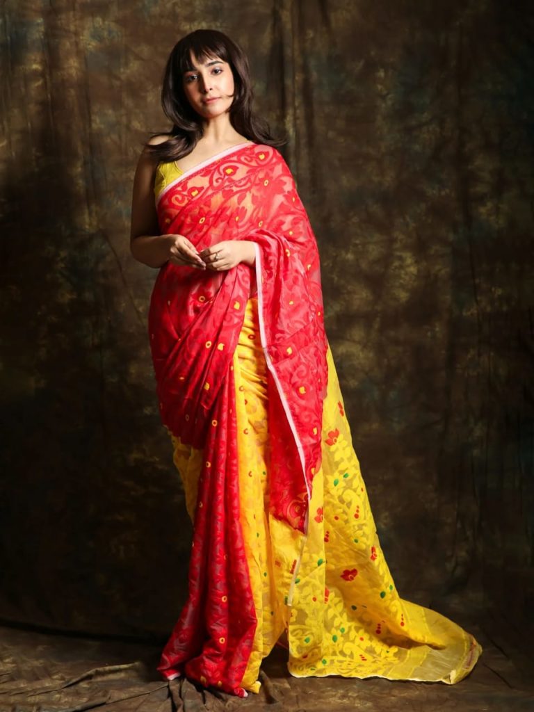 Red Floral Cotton Saree