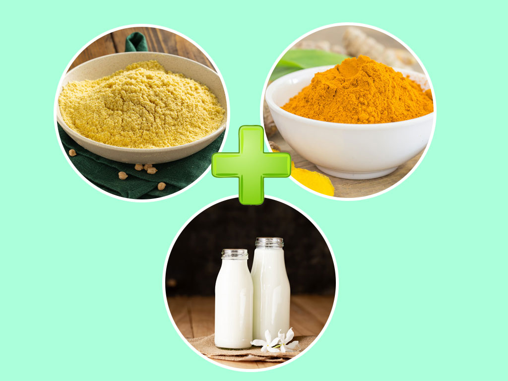 chickpea powder,turmeric powder and milk