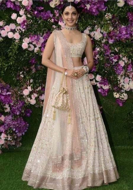 kiara advani in peach lehenga choli