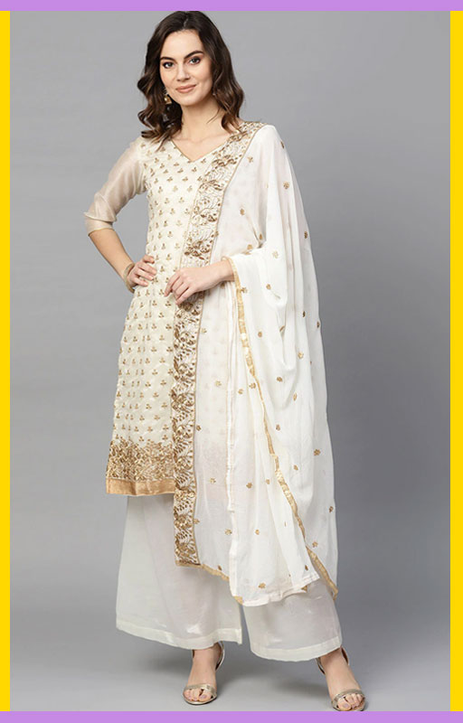 Embroidered Straight Cut Kurta with Palazzo