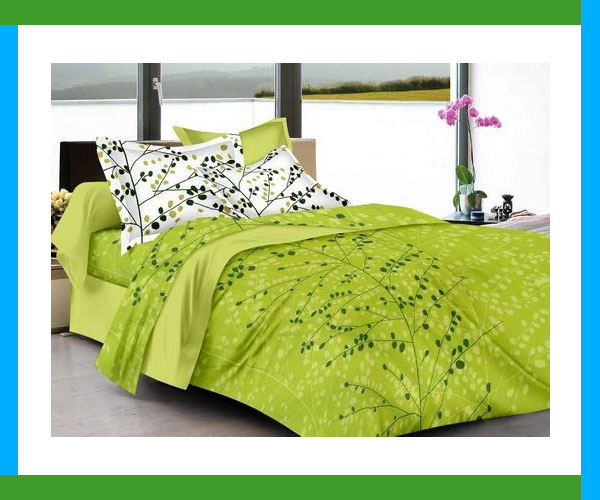 Green Bedsheet With Pillow Cover