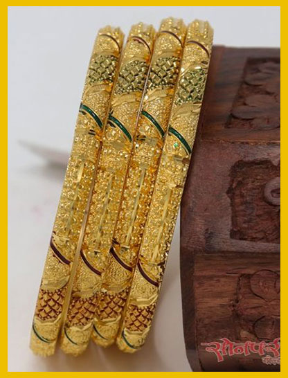 Meenakari Gold Bangle Design