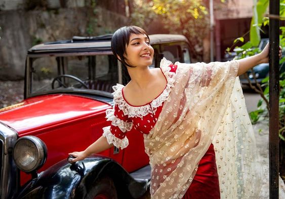 Red And white Retro Look Blouse