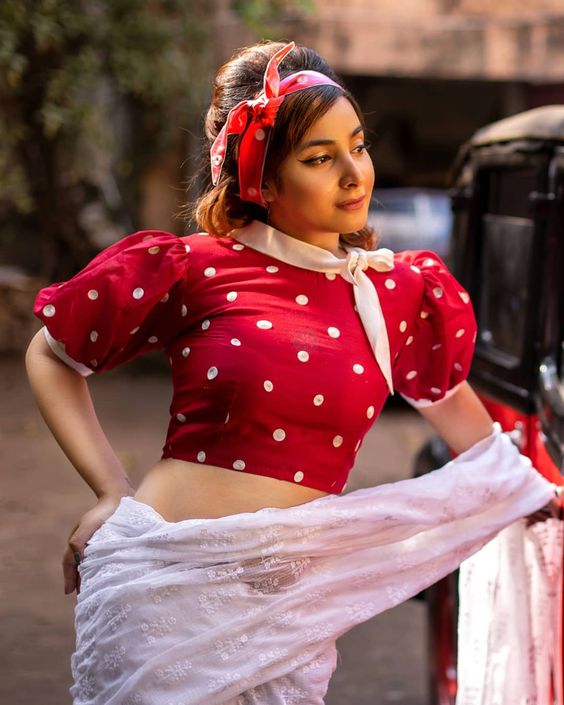 Red Polka Print Retro Style Blouse