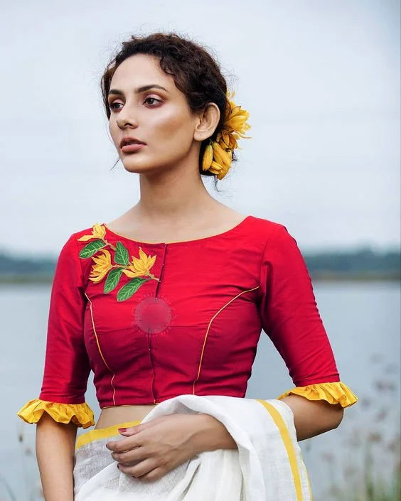 Retro Style Red Blouse 