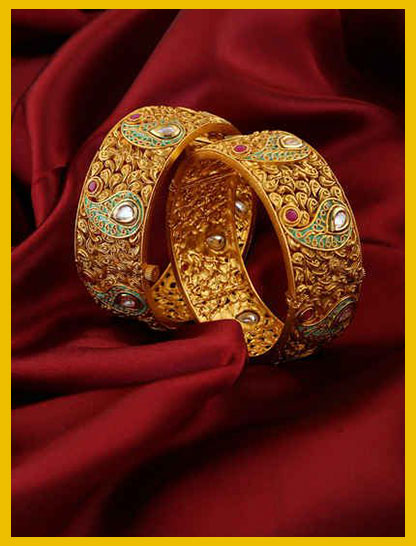 Silk Thread Work Gold Bangle