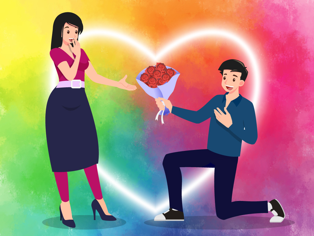 man proposes woman on holi