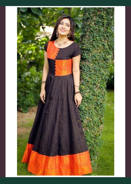 Black And Orange Saree