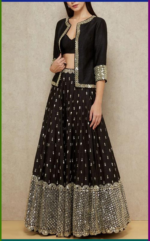 Black Lehenga Choli With Jacket