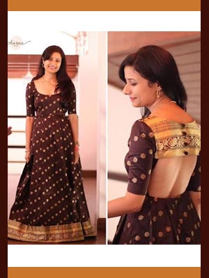 Brown Saree Gown 