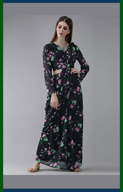 Floral Print Ready To Wear Saree