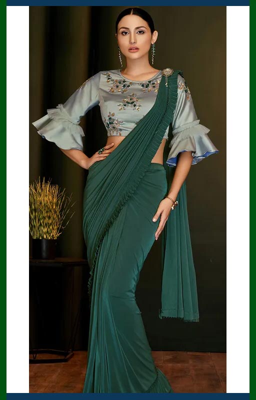 Green Readymade Saree