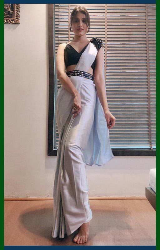 Grey Satin Silk Saree