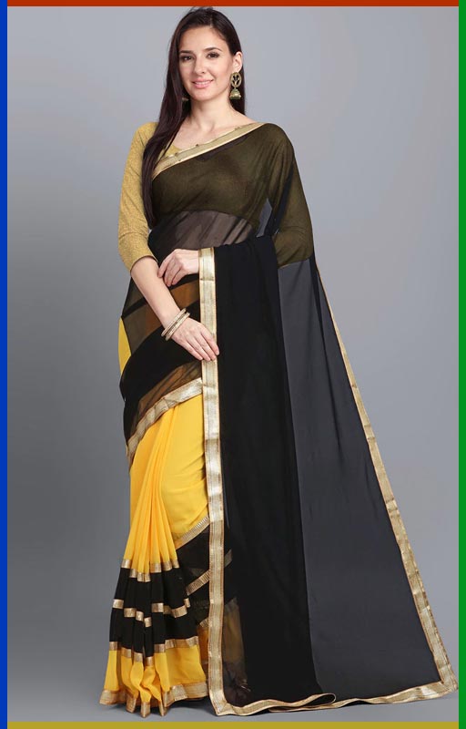 Half And Half Saree With Lace Border