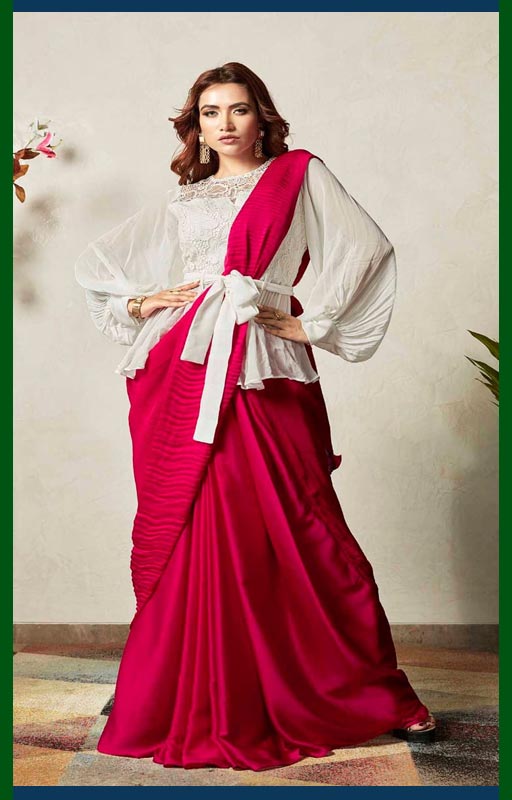 2. Navy Blue Ready To Wear Saree