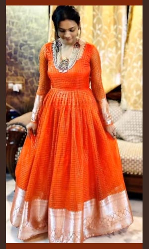 Orange Saree Gown