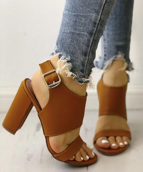 Tan Formal Block Heels