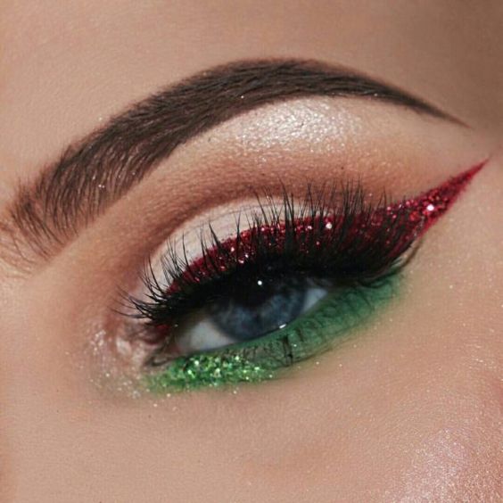 Red And Green Eye Makeup