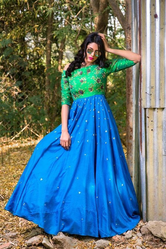 Green And Blue Gown