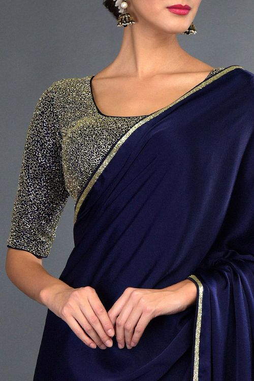plain saree with blouse 3