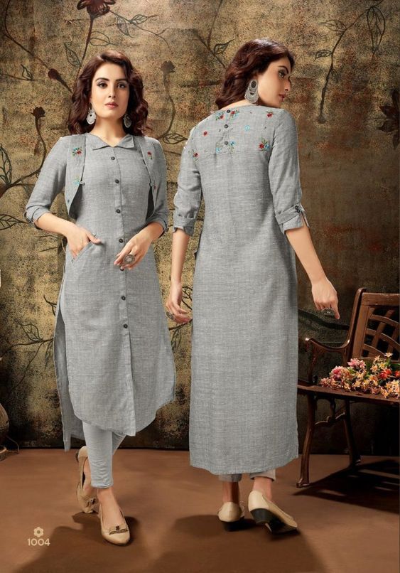 ¾ Sleeve Design For Collar Neck Kurti