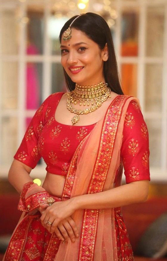 Anita Lokhande In Red Lehenga