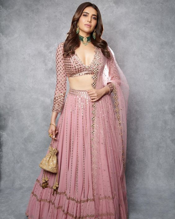 Karishma Tanna In Mirror Work Lehenga