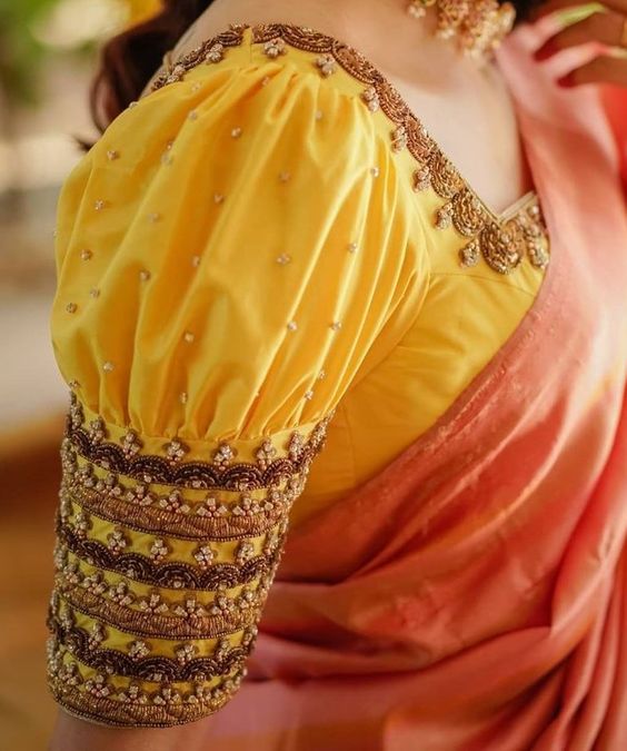 Vibrant Yellow Blouse with Puffed Sleeves