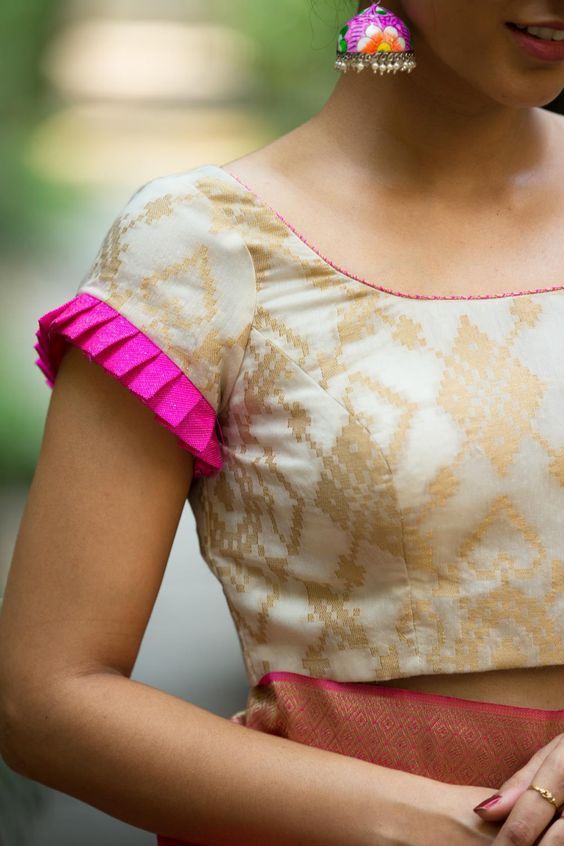 Minimum Length Blouse Sleeve with a Pretty Pink Edge