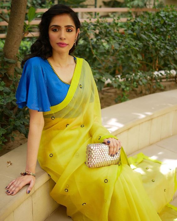 Butterfly Blouse Sleeves with Saree