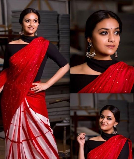 red saree with blouse 2