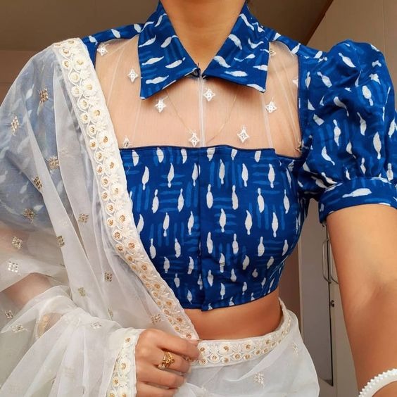 Collar Neck Transparent Blouse