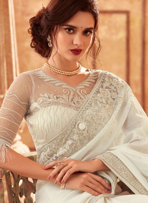 Front open Transparent Blouse Design
