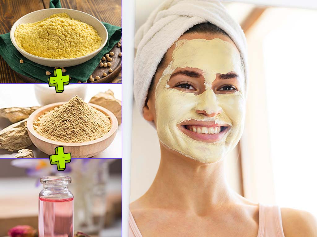 besan multani mitti rose water face pack