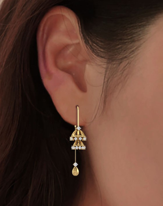 Double Jhumka Sui Dhaga Earring