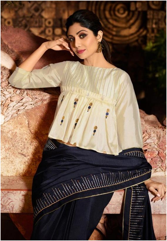 Crop Top Blouse And Silk Saree