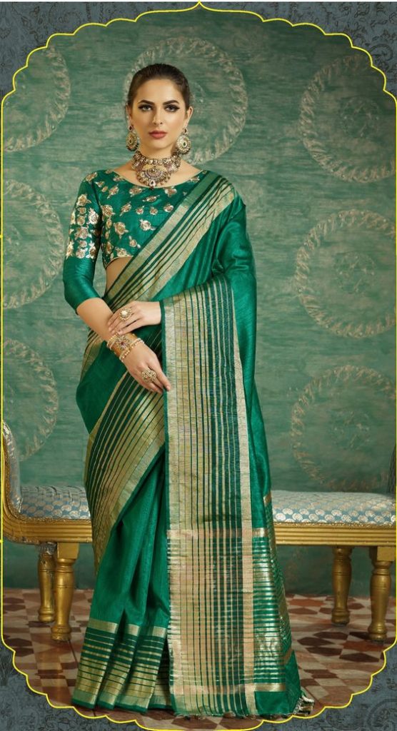 Dark Green Handloom Silk Saree