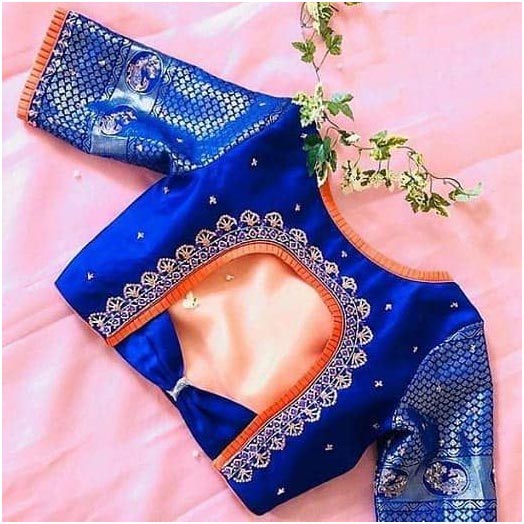 Designer Blue Silk Blouse