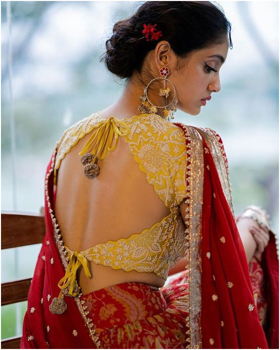 Diamond Shape Backless Blouse Design