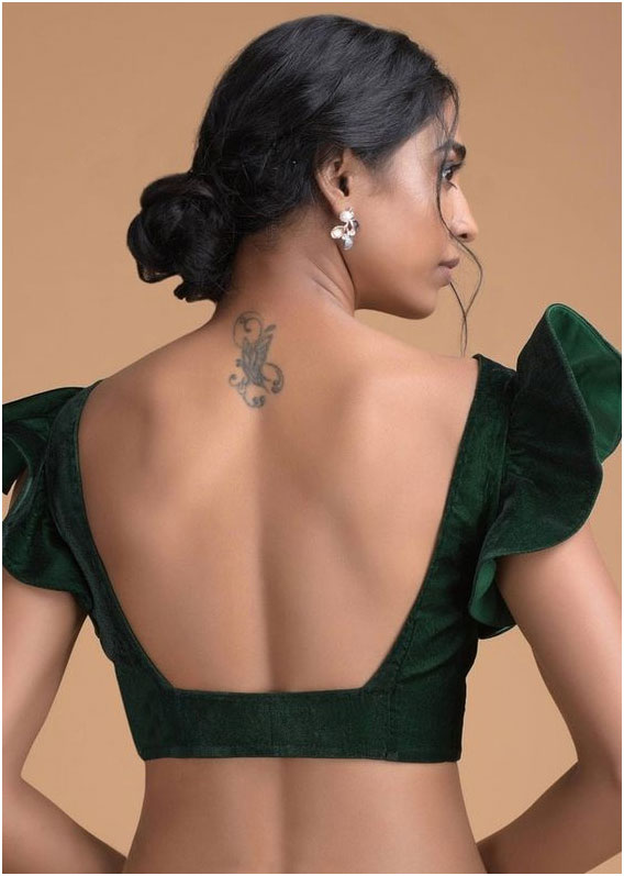 Forest Green Velvet Blouse