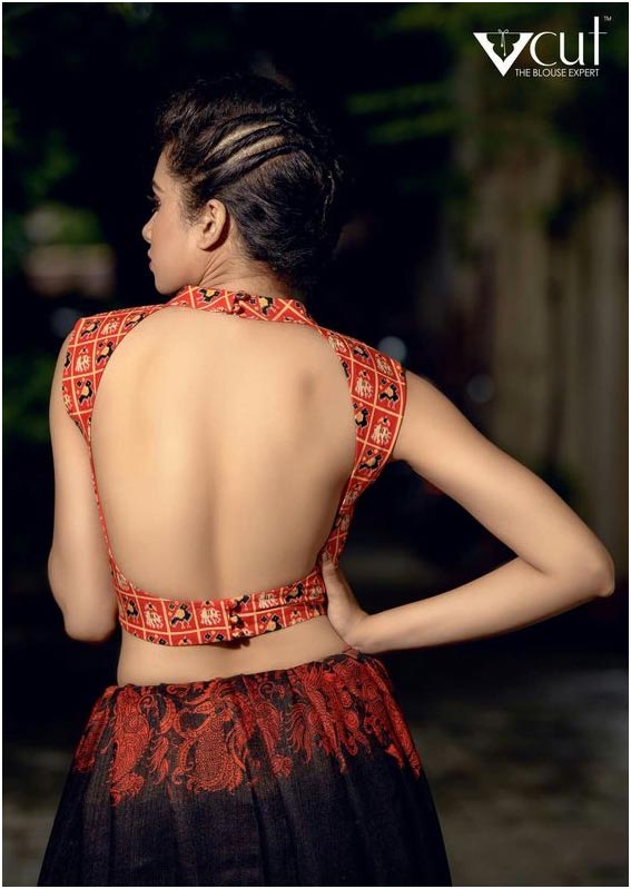 High Neck Back Less Blouse