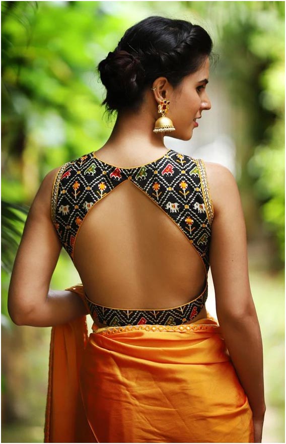 Inverted V-cut Blouse Design
