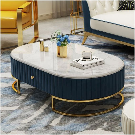 Marble Elliptical Center Table