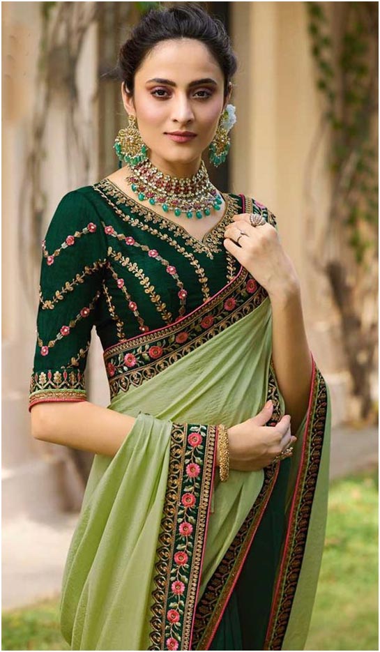 Pista Green Color Saree