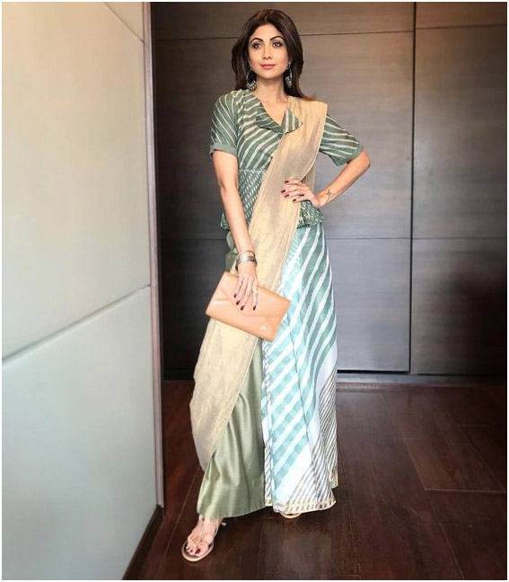 Shilpa Shetty Kota Silk Pant Style Saree