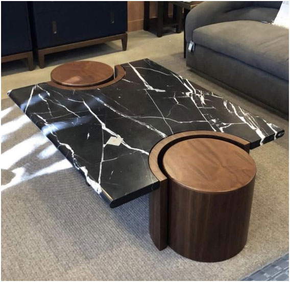 Wooden And Marble Center Table Design